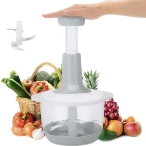 1.5L Manual Hand Push Chopper & Multifunctional Mixer – Vegetable Chopper, Meat Grinder, and Food Processor for Quick Food Prep