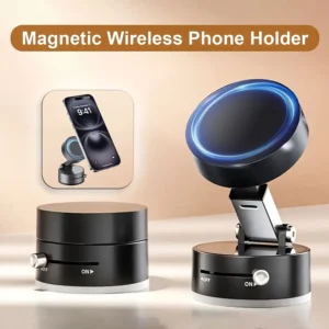 360° Magnetic Wireless Car Phone Holder – Foldable Dashboard & Windshield Mount with Strong Vacuum Suction, Adjustable Viewing Angle & Secure Magnetic Grip for iPhone, Samsung & All Smartphones img2