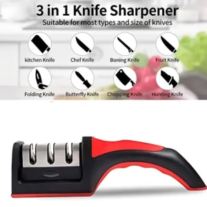 3‑in‑1 Knife Sharpener Set – 3‑Stage Blade Restorer with Diamond Tungsten Slots Bonus Ceramic Peeler for Kitchen Knives 3