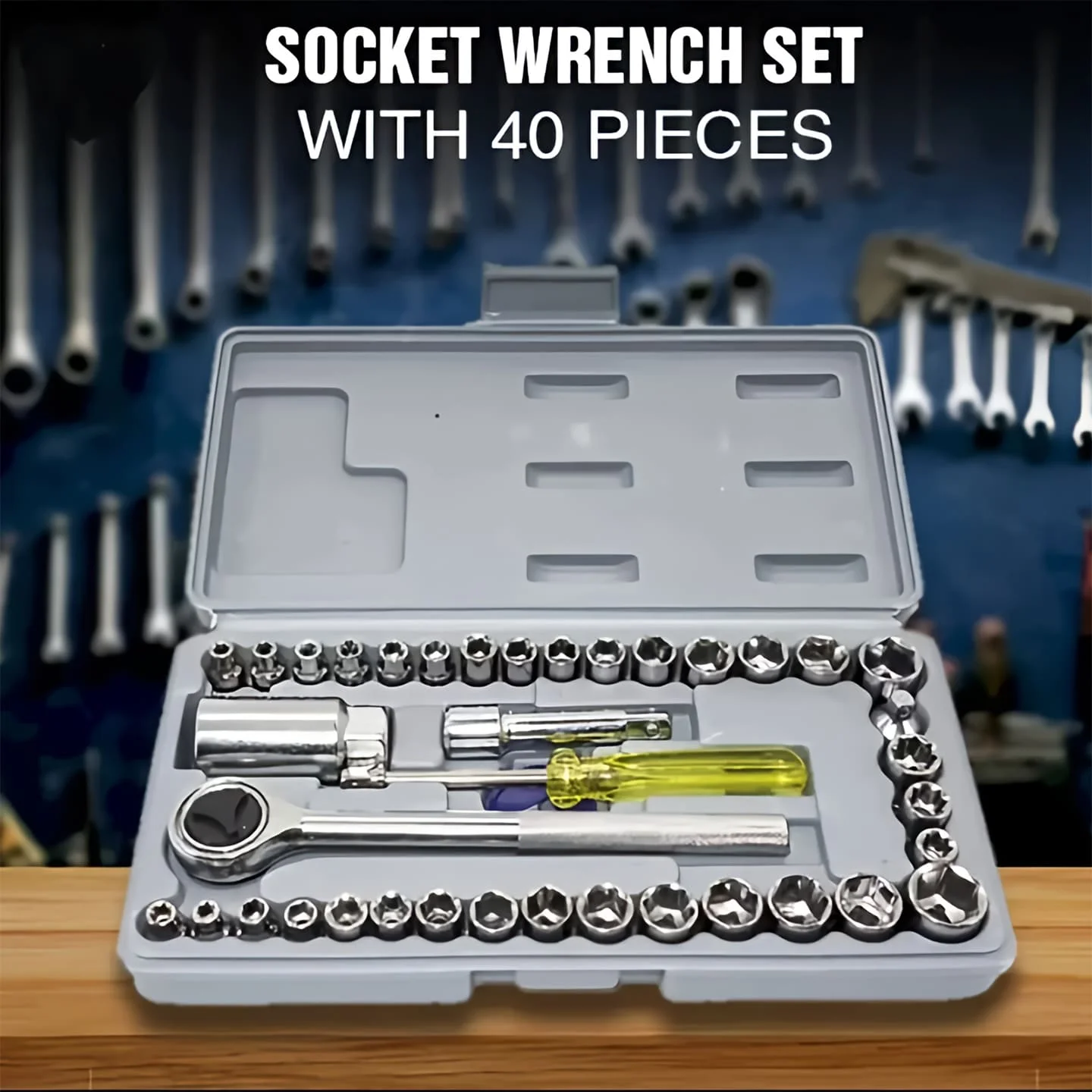 40pcs Aiwa Socket Wrench Tool Kit | Durable Stainless Steel Multi-Purpose Repair Set - Image 2
