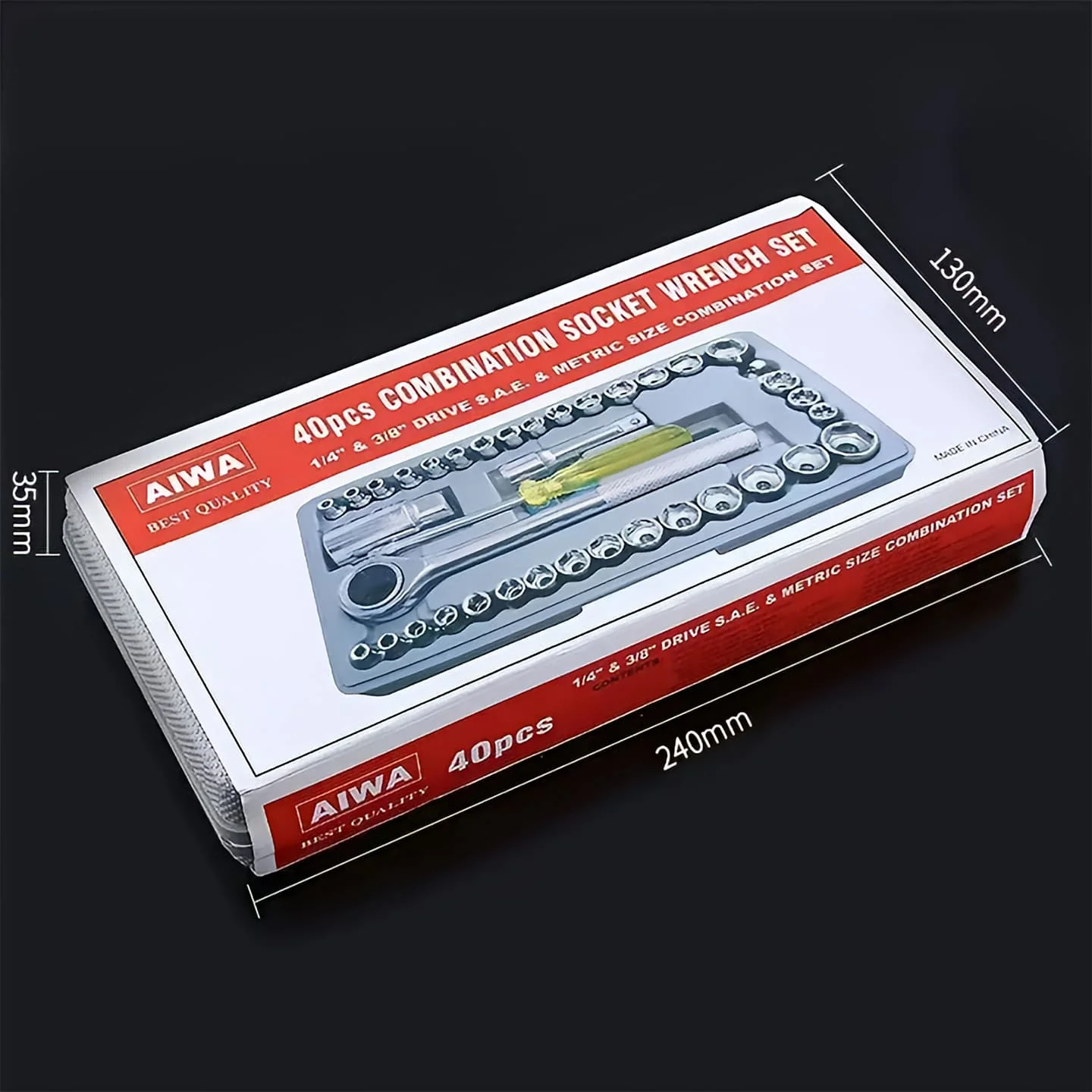 40pcs Aiwa Socket Wrench Tool Kit | Durable Stainless Steel Multi-Purpose Repair Set - Image 7