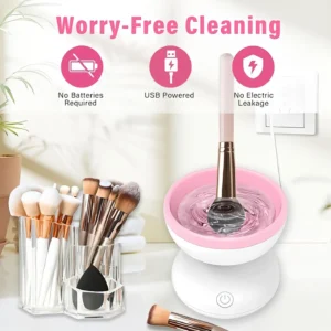 Electric Makeup Brush Cleaner Machine – Automatic USB Powered Brush Washer Gentle Deep Clean for All Makeup Brushes 1