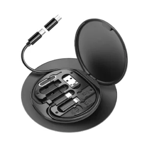 Multifunctional 60W Fast Charging Data Cable Storage Box – Portable USB Type-C Adapter Kit & Phone Holder for Travel, Home & Office