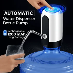 Portable Electric Automatic Water Pump – USB Rechargeable Wireless Dispenser for Bottled Water with 1200 mAh Battery & One-Key Operation