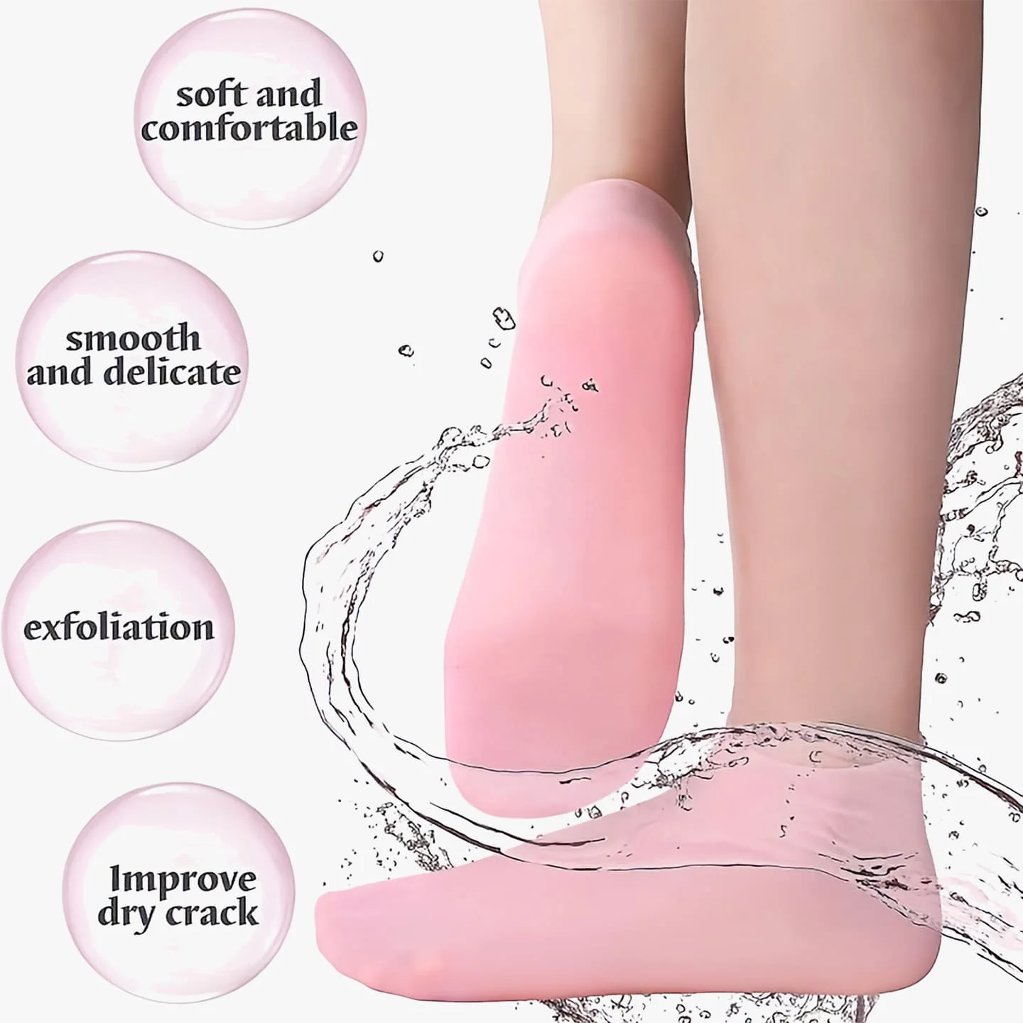Silicone Moisturizing Gel Socks – Jelly Heel Socks for Dry Feet Cracked Heel Repair Foot Softening Pain Relief Daily Foot Care Boxed Pack 1