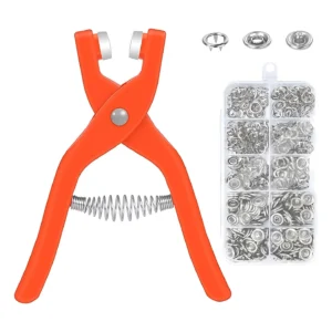 Tich Button Machine Plier Kit – Hand-Press Snap Button Pliers with 25 Plastic Tich Buttons for DIY Sewing, Baby Clothes, Bags & Crafts