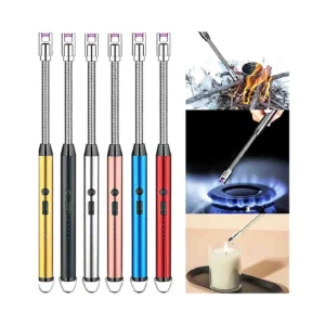 USB Rechargeable Flameless Arc Lighter – 360° Flexible Neck, Windproof & Splash-Proof Plasma Igniter for Candles, Kitchen, BBQ, Camping & Outdoor Use