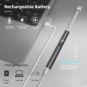 USB Rechargeable Flameless Arc Lighter – 360° Flexible Neck Windproof Splash Proof Plasma Igniter for Candles Kitchen BBQ Camping Outdoor Use2