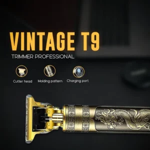 Vintage T9 Premium Cordless Hair Beard Trimmer – Metal Body USB Rechargeable T Blade Guide Combs 1.5234 mm 2