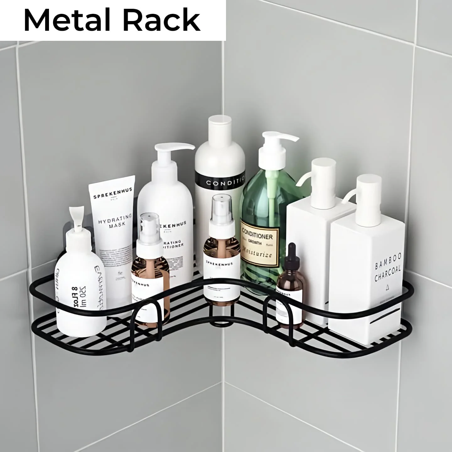 Wall Corner Rack + 2 Self Adhesive Screws – Rust-Resistant GI Steel Corner Shelf for Bathroom & Kitchen Storage - Image 3