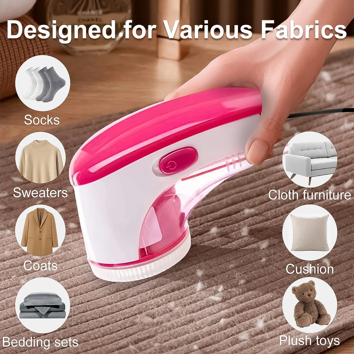 XINGCHAO AD 218 Lint Remover Portable USB Rechargeable Fabric Shaver with 3 Stainless Steel Blades Pink White Clothes Fuzz Cleaner 1