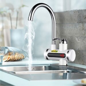 Premium Electric Instant Hot Water Faucet VIGOO | Digital Temperature Display | Metal Handle | Kitchen & Bathroom Tap