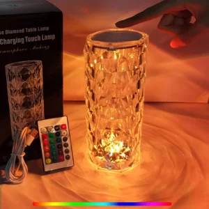 16 Colors Diamond Rose Crystal Touch Lamp USB Rechargeable Bedside Lamp with Remote 1