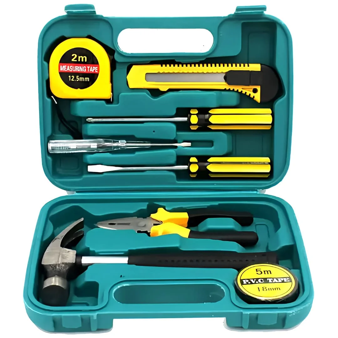 8 PCS Professional Tool Set with Storage Box YL-8009A Model Durable Home Repair & DIY Toolkit Organized Plastic Storage Box