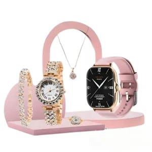 Smart Watch | A58 Plus 6-in-1 Women’s Smartwatch | Girls & Ladies Fitness Tracker | Bluetooth Calling, Heart Rate & Blood Pressure Monitor, Stylish Touch Display with Extra Straps & Jewelry Set