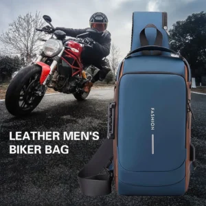 Anti Theft USB Charging Crossbody Shoulder Bag for Men and Women Waterproof Multifunction Sling Backpack with Lock Travel and Daily Use Blue and Brown 4