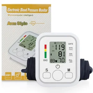Digital Blood Pressure Monitor Upper Arm Automatic BP Machine with Large LCD Display, Memory Storage & Voice Function for Home Monitoring