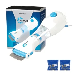Electric V-Comb Anti Lice Machine Chemical-Free Lice and Egg Removal with Vacuum Suction, Stainless Steel Teeth, and LED Illumination