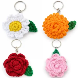 Handmade Crochet Flower Keychain Cute Amigurumi Floral Keyring Boho Handmade Gift for Keys Bags Backpacks