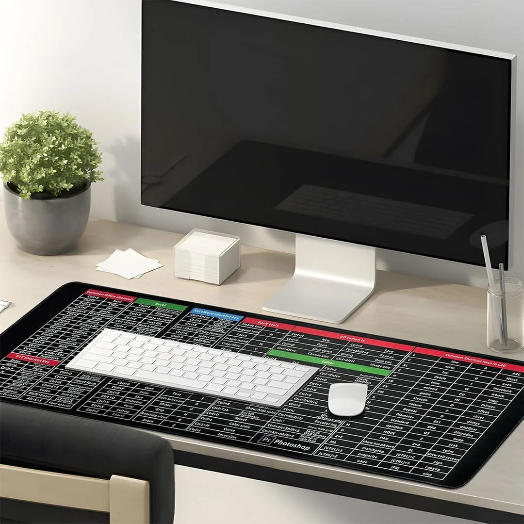 Large Excel Shortcut Keyboard Mouse Pad Desk Mat 30×80cm Extended Non Slip Office Table Mat for Work Study Gaming 1