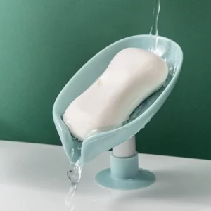 Leaf Shaped Self Draining Soap Holder Stylish Waterfall Design with Suction Base for Bathroom Kitchen Random Colors 1