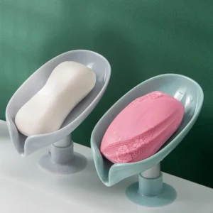 Leaf Shaped Self Draining Soap Holder Stylish Waterfall Design with Suction Base for Bathroom & Kitchen Random Colors