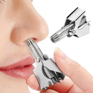 Manual Stainless Steel Nose & Ear Hair Trimmer Painless, Battery-Free Precision Grooming Tool with Cleaning Brush