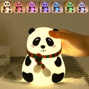 Panda LED Night Lamp YH 608 Model Soft Silicone Rechargeable Night Light 7 Color Touch Control Kids Bedroom Nursery Gift Decor 1