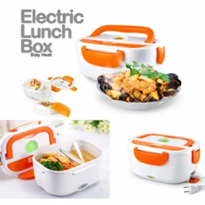 Portable Electric Lunch Box Food Warmer Leak-Proof Heated Tiffin with Stainless Steel Tray & Soup Container