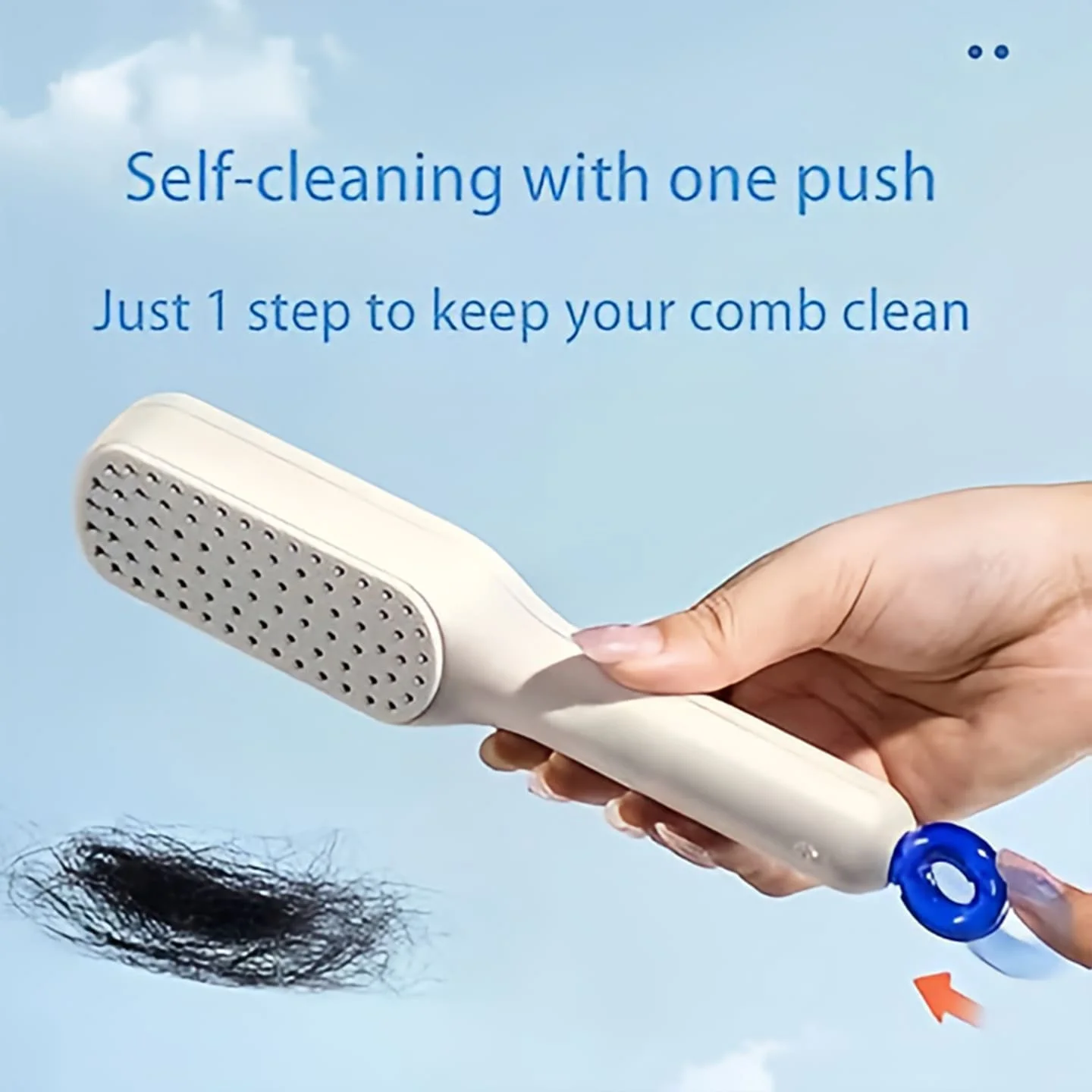 Self-Cleaning Hair Brush and Telescopic Comb | Anti-Static Detangling Tool with One-Pull Cleaning Mechanism, Scalp Massage Bristles for All Hair Types (Random Color) - Image 4