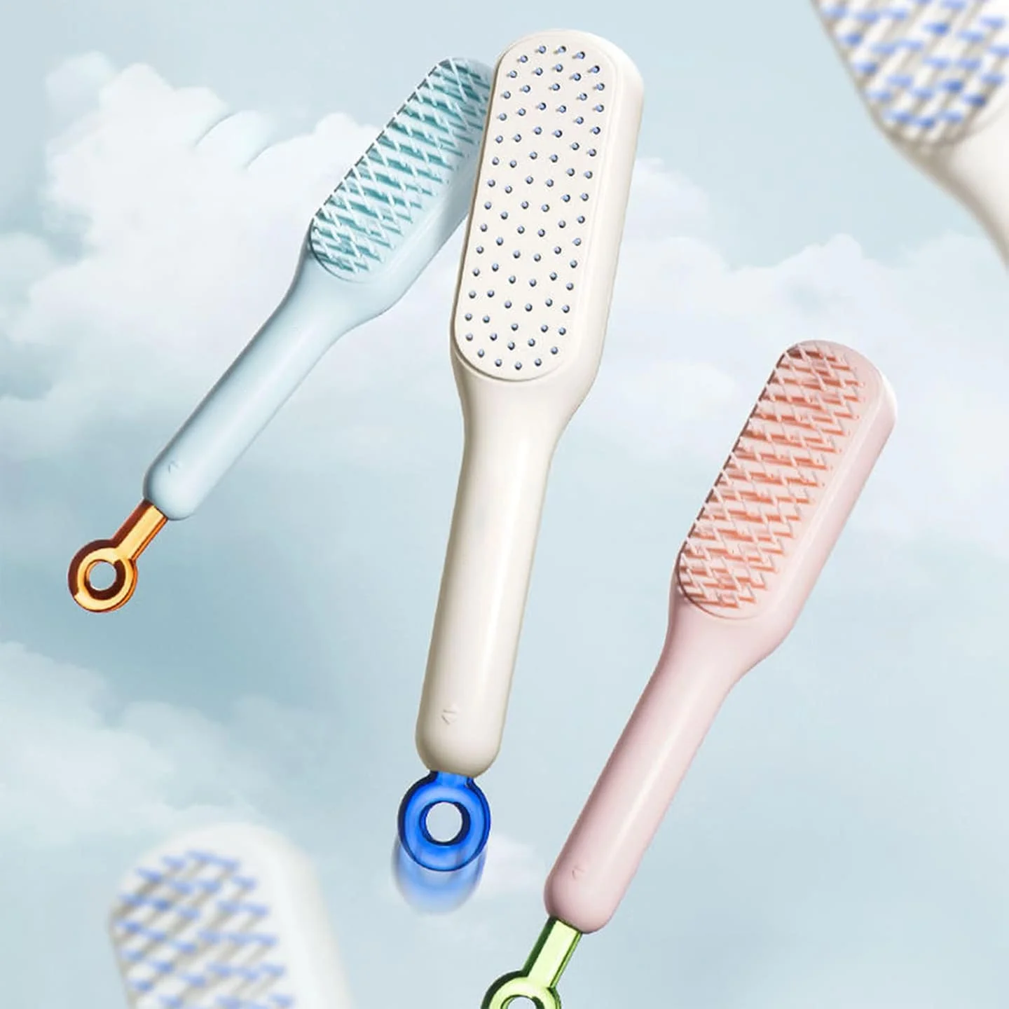 Self-Cleaning Hair Brush and Telescopic Comb | Anti-Static Detangling Tool with One-Pull Cleaning Mechanism, Scalp Massage Bristles for All Hair Types (Random Color) - Image 2