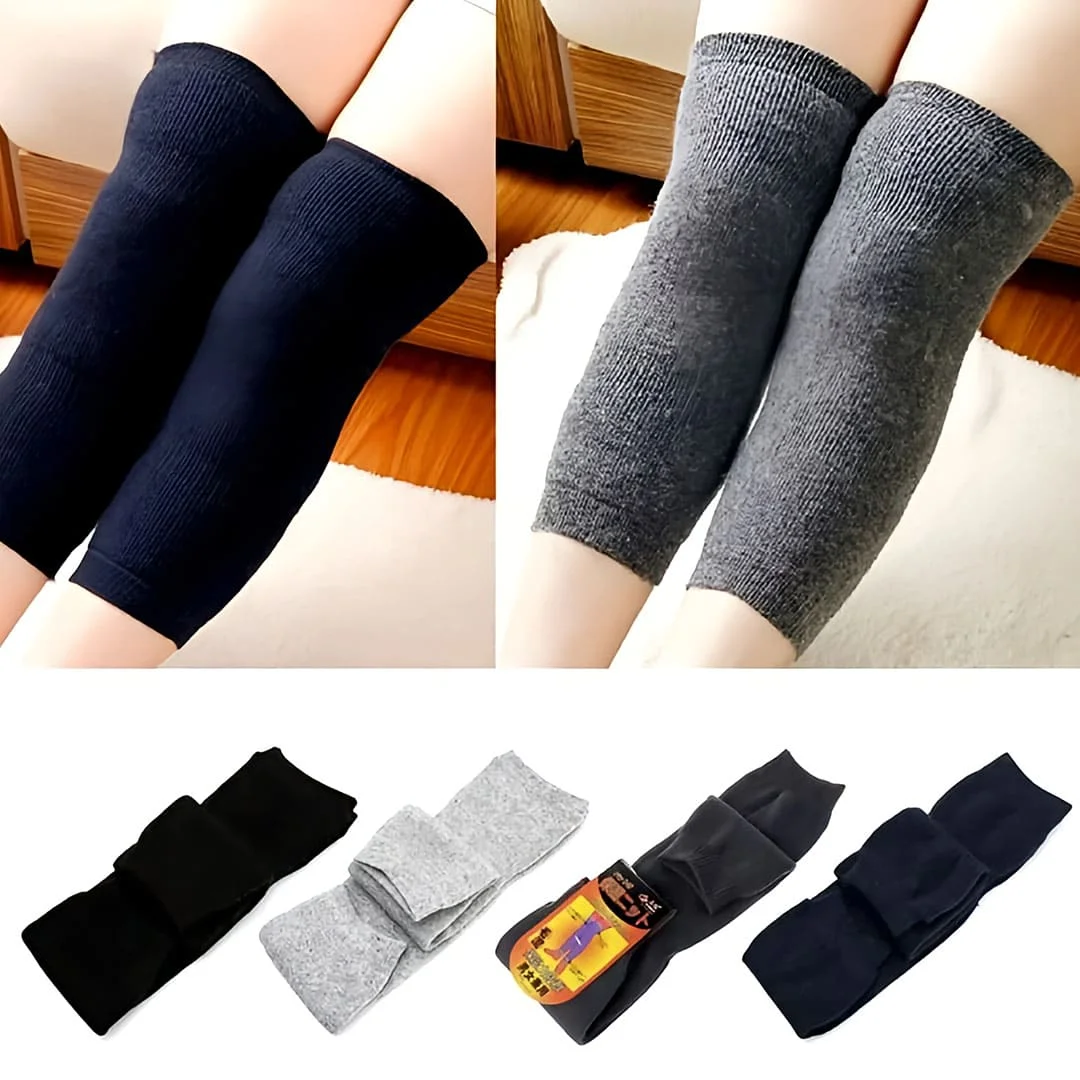 Unisex Wool Knee Warmers Pair Winter Knee Warmers for Men & Women Soft Wool, Elastic Fit, Plain Design Random Color