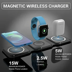 3 in 1 Foldable Magnetic Wireless Charger 15W Fast Charging Station for iPhone Apple Watch AirPods Portable Safe 1
