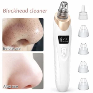 5 in 1 Electric Blackhead Remover Vacuum Portable Pore Cleaner Machine with LED Display 5 Suction Heads Adjustable Suction Levels Acne Black Spots Deep Facial Cleansing Skin Care Tool 1