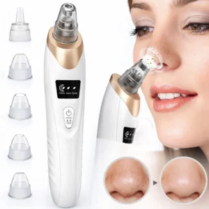 5-in-1 Electric Blackhead Remover Vacuum | Portable Pore Cleaner Machine with LED Display, 5 Suction Heads & Adjustable Suction Levels | Acne, Black Spots & Deep Facial Cleansing Skin Care Tool