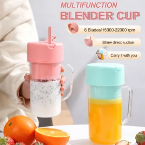Crusher Juicer 2 in 1 Mini Portable Blender Cup 6 Blade USB Type C Rechargeable Smoothie Juice Maker 500ml 1
