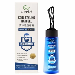 ECRIN Cool Styling Hair Gel 280ml | Strong Hold, Quick Dry, Non-Greasy Formula with Active Collagen | Long Lasting Men’s Hair Styling Gel