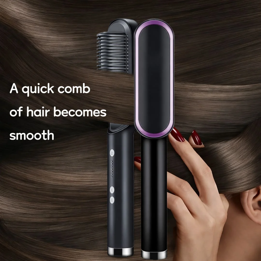 Hair Straightener Brush and Styler Model 909 Fast Heating Electric Straightening Comb for Smooth and Frizz Free Hair 1