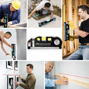 Laser Level Pro 4 in 1 Multi Function Tool 3 Line Laser Bubble Level Ruler Measuring Tape for Construction Home Use 1