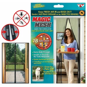 Magic Mesh Magnetic Screen Door | Hands-Free Mosquito Net Door Curtain with Auto Magnetic Closure | Retractable Fly & Insect Protection Mesh for Home