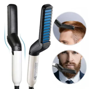 Men’s Hair & Beard Straightener Comb Electric Multifunction Styling Brush with Quick Heating Ceramic