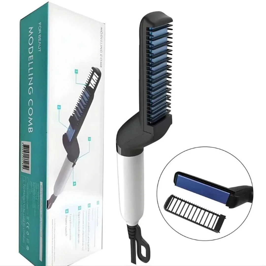 Men’s Hair & Beard Straightener Comb | Electric Multifunction Styling Brush with Quick Heating Ceramic - Image 6