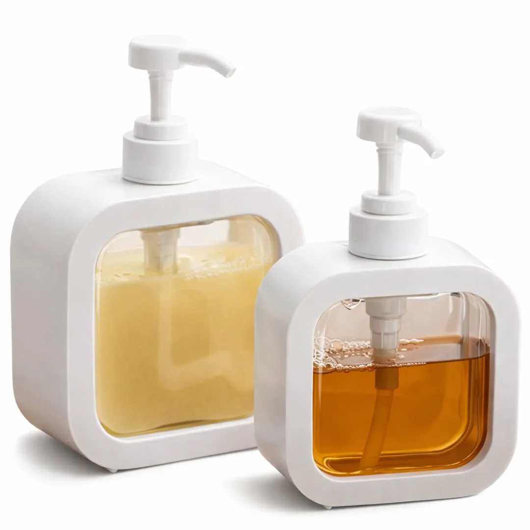 Portable Refillable Soap Dispenser Bottle | 300ml & 500ml Clear Pump Bottle for Kitchen Bathroom Shower Lotion Shampoo