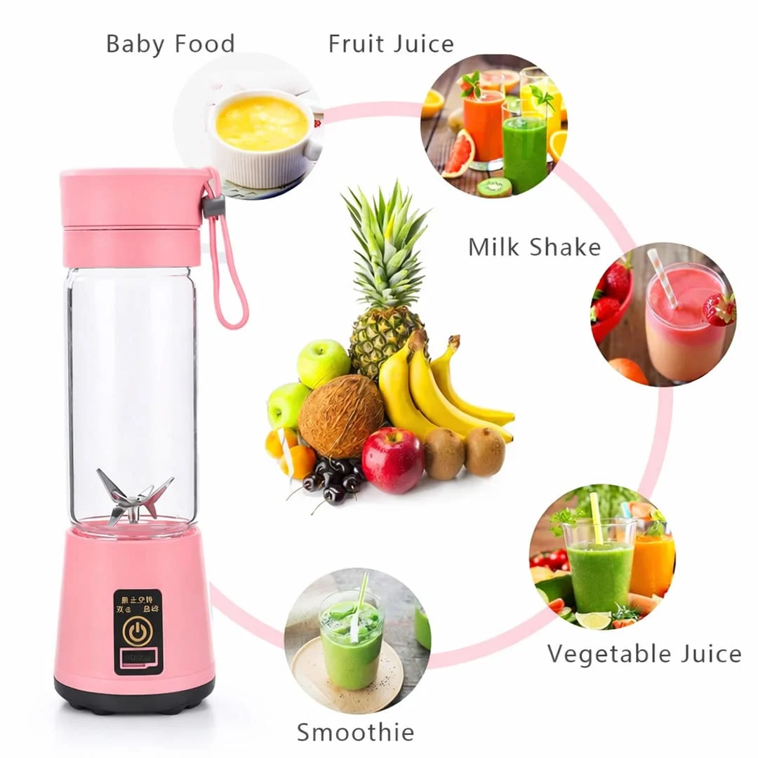 Portable USB Rechargeable Juicer Blender | 6-Blade Smoothie, Shake & Baby Food Maker for Travel & Outdoor Use (Random Color) - Image 2