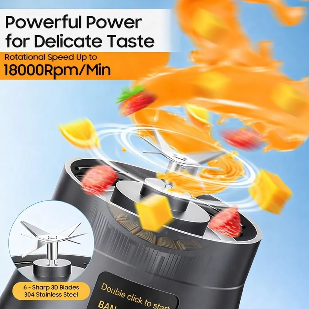 Portable USB Rechargeable Juicer Blender | 6-Blade Smoothie, Shake & Baby Food Maker for Travel & Outdoor Use (Random Color) - Image 4