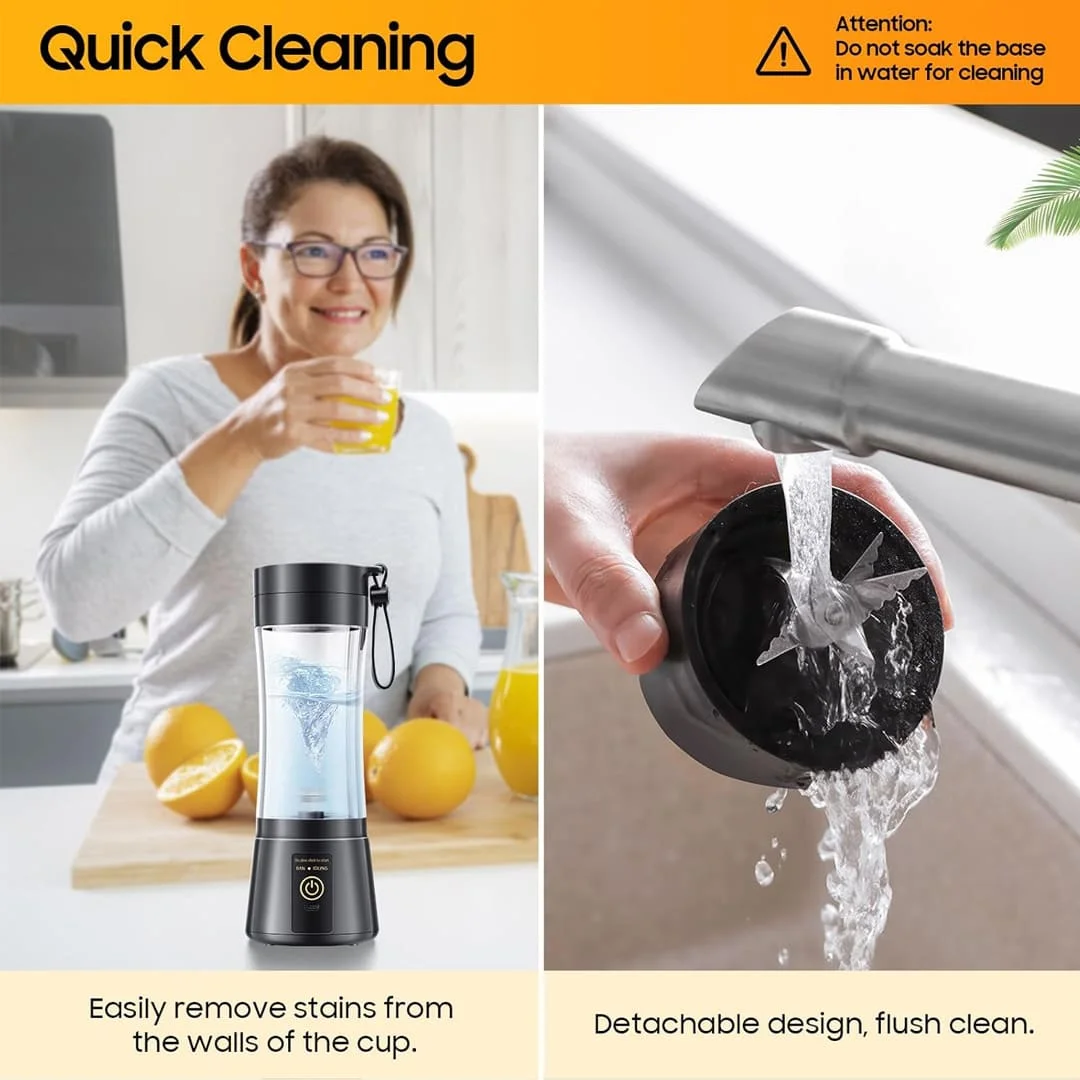 Portable USB Rechargeable Juicer Blender | 6-Blade Smoothie, Shake & Baby Food Maker for Travel & Outdoor Use (Random Color) - Image 7