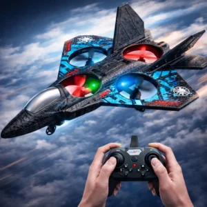 Premium RC Fighter Jet Plane 2.4GHz Remote Control Airplane Toy LED Lights 3D Stunt Glider with Gyro Stabilization Foam RC Plane for Kids Beginners 1