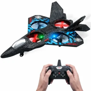 Premium RC Fighter Jet Plane 2.4GHz Remote Control Airplane Toy | LED Lights 3D Stunt Glider with Gyro Stabilization | Foam RC Plane for Kids & Beginners