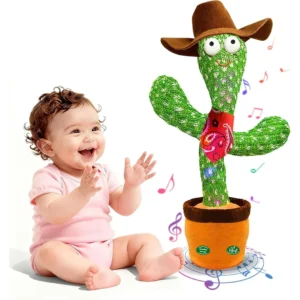 Rechargeable Dancing Cactus Toy with Hat | Interactive Singing, Talking & Dancing Plush for Kids
