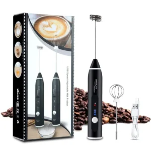 Rechargeable Electric Coffee Frother & Egg Beater High-Speed 3-Speed USB Handheld Milk Frother, Protein Shake & Mini Mixer